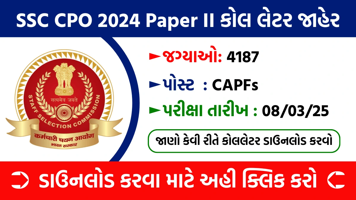 SSC CPO 2024 Paper II Call Latter