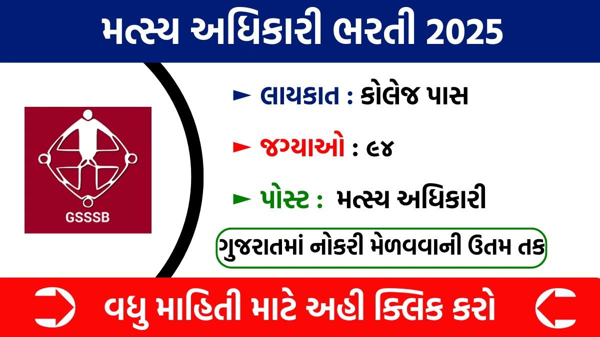 GSSSB Fisheries Officer Recruitment 2025