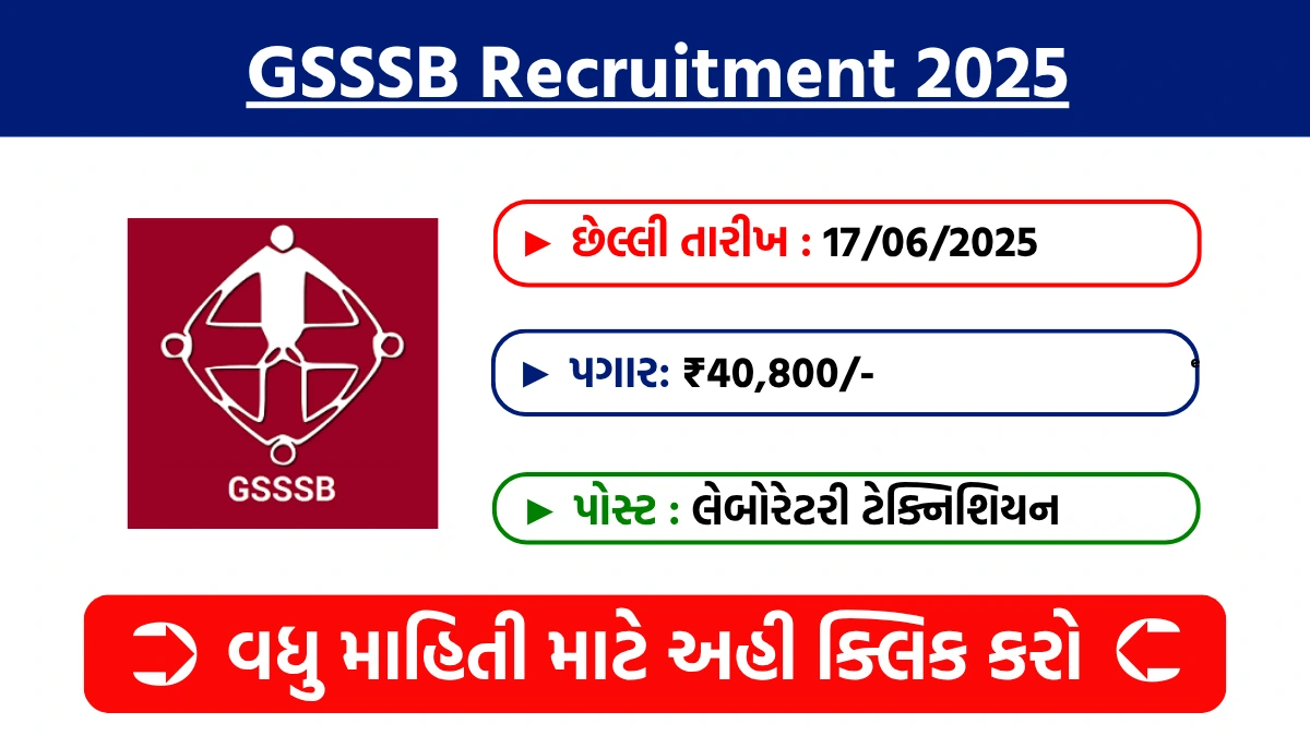 GSSSB Laboratory Technician Recruitment 2025